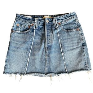 Levi's Light Blue Denim Mini Skirt with Frayed Hem